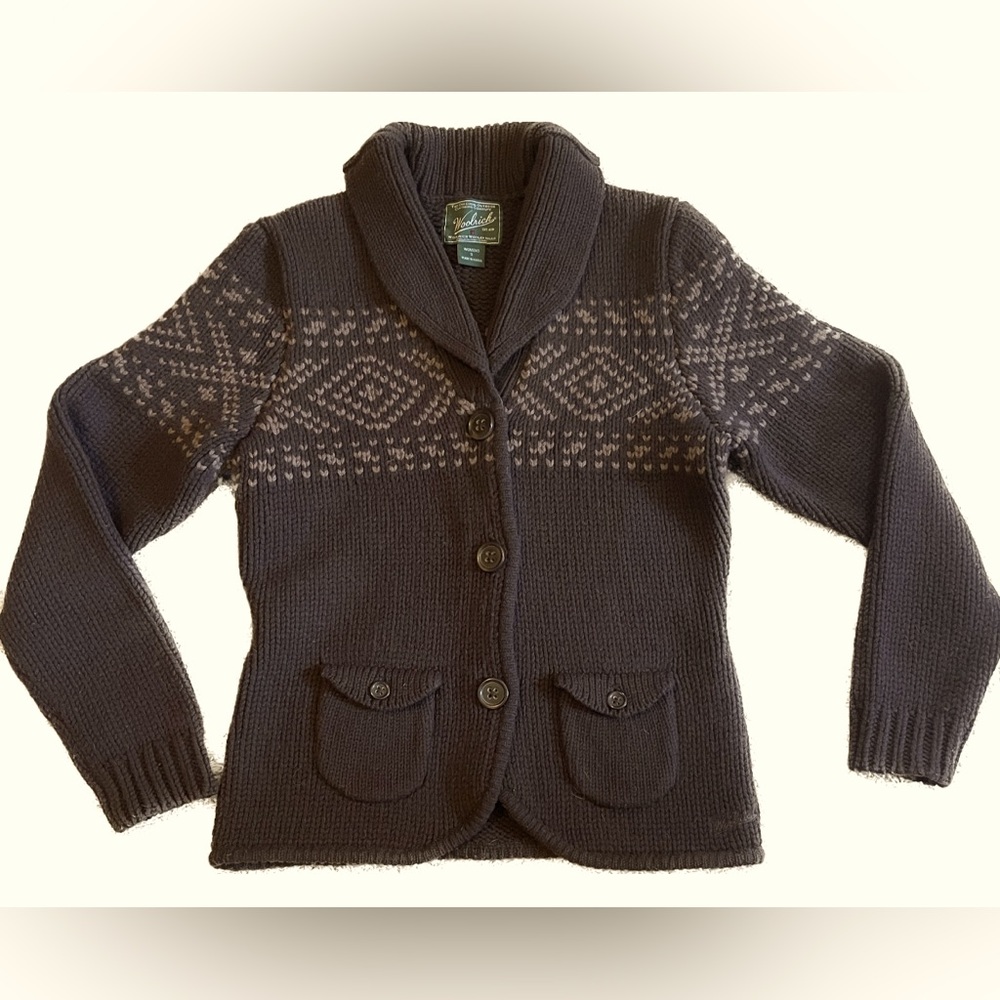 Vintage Woolrich Lambs Wool Fair Isle Cardigan Sweater
